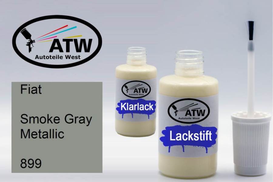 Fiat, Smoke Gray Metallic, 899: 20ml Lackstift + 20ml Klarlack - Set, von ATW Autoteile West.